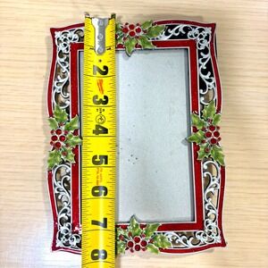 Christmas Holly Picture Frame 4x6 Red Green Silver Metal Kohl's Holiday